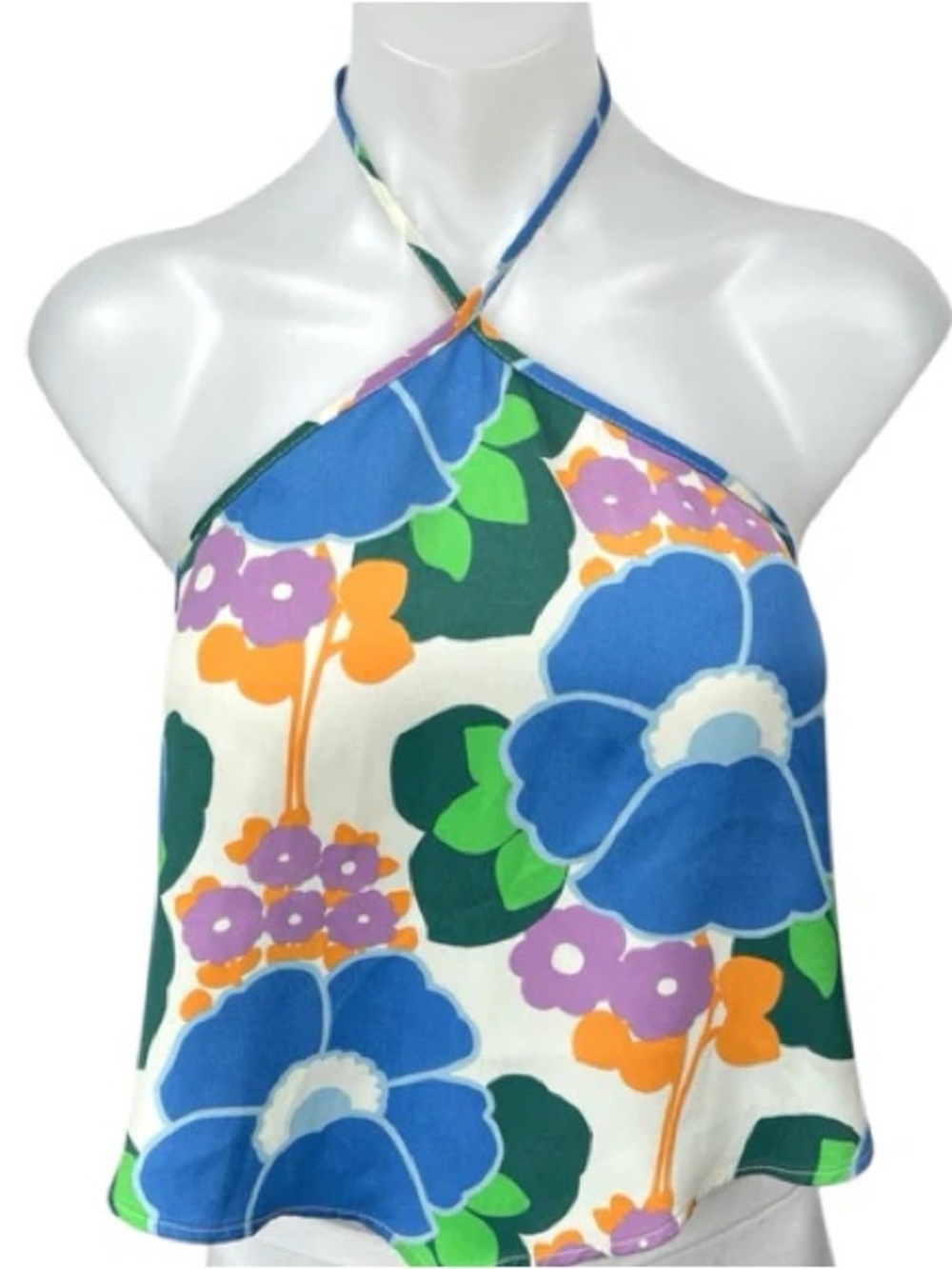 Zara Blue Multi Floral Halter Camisole
